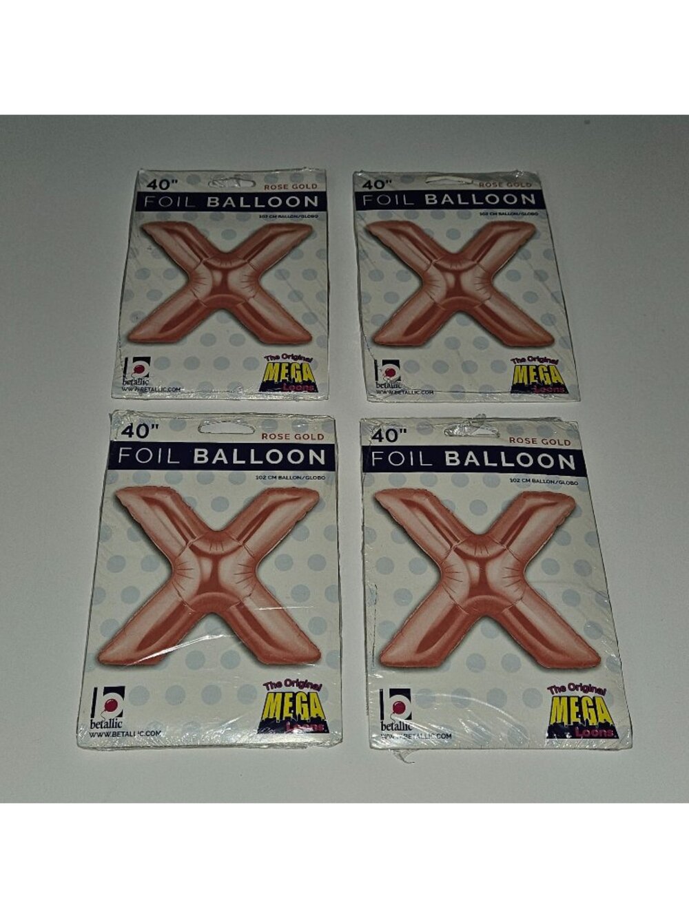 NEW 4 Rose Gold Foil Balloons Lot Party Wedding Letter X Betallic 40" Megaloons